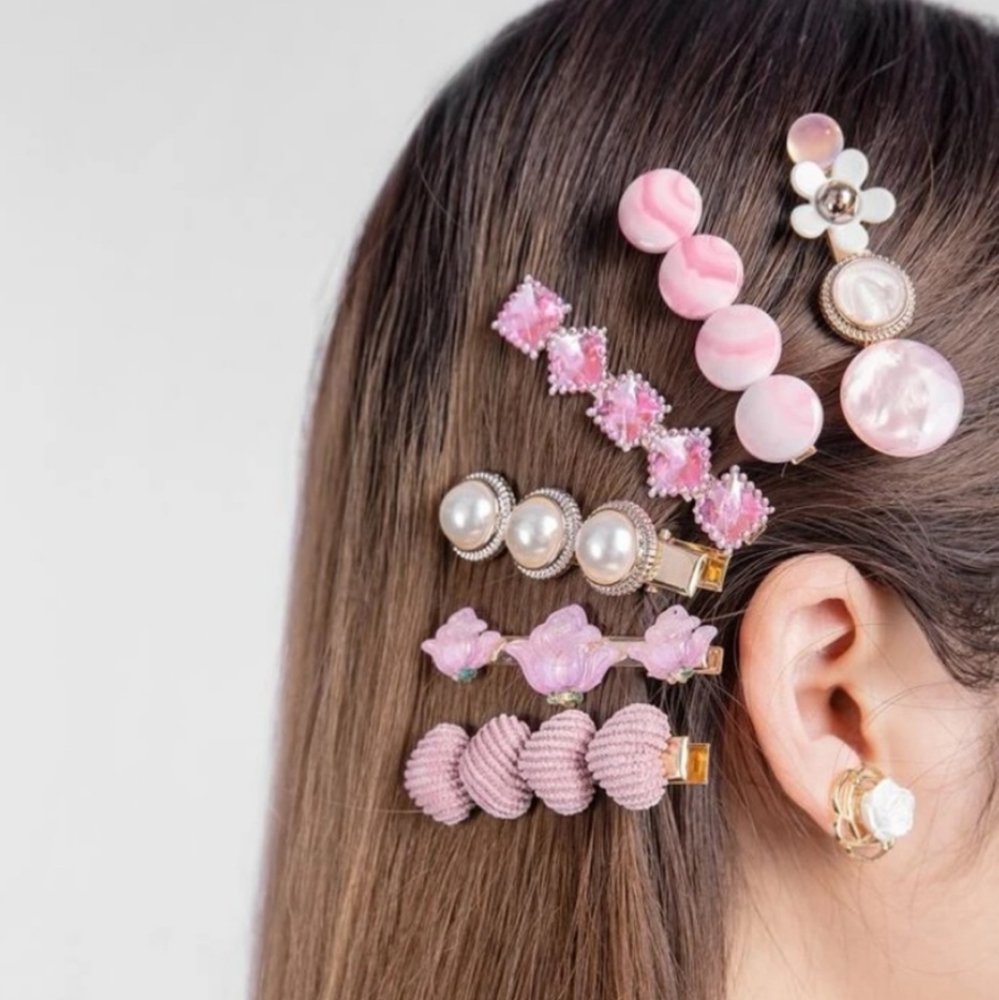 New Pink and Gold Hair Clip Set